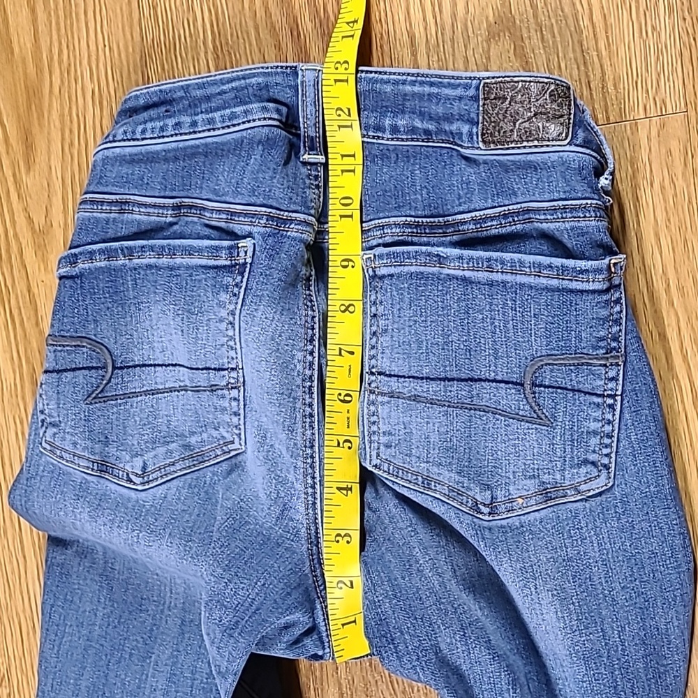 AMERICAN EAGLE VINTAGE 6x28 GIRLS WOMEN'S DENIM DISTRESSED STRETCH JEGING JEANS - Picture 3 of 8